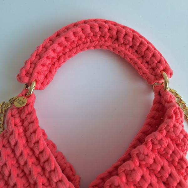 Gehaakte crossbody tas 'Koraaloranje'