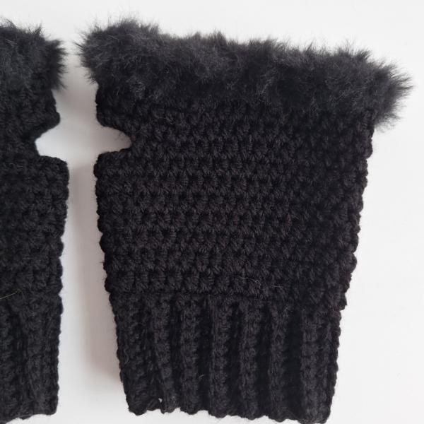 Gehaakte handschoenen - gehaakte vingerloze handschoenen | Zwart