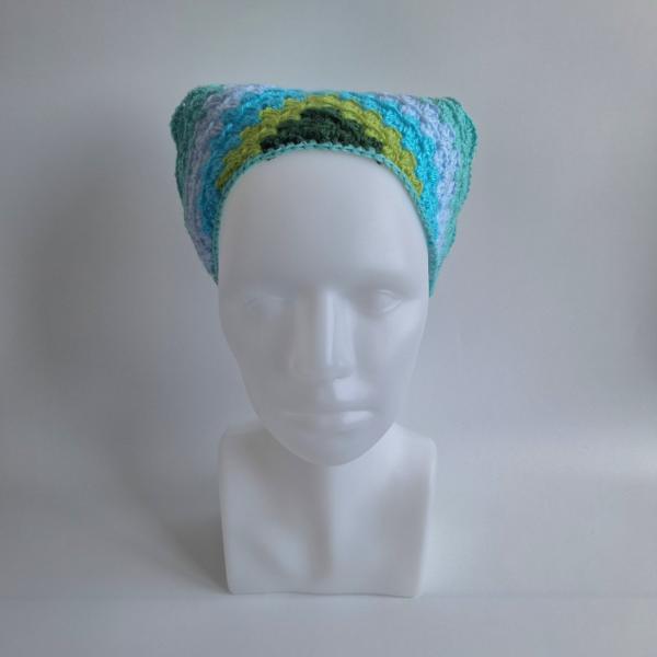 Gehaakte bandana 'Mintgroen, turquoise en donkergroen'
