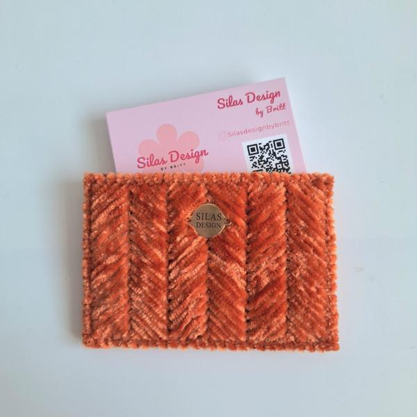 Geweven pasjeshouder | Pompoen oranje velvet look
