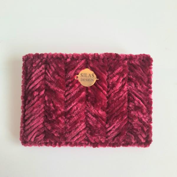 Geweven pasjeshouder | Wijnrood velvet look