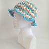 Thumbnail for Gehaakte bucket hat | Oranje, lila, turquoise, sagegroen en wit