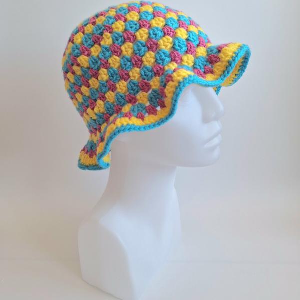 Gehaakte bucket hat | Pride panseksuele vlag