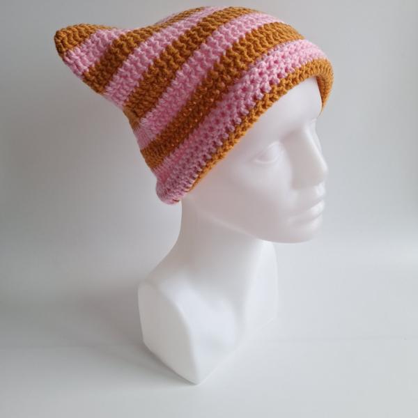 Gehaakte muts | Lichtroze en oranje