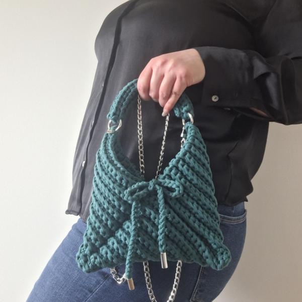 Gehaakte crossbody tas | Donkergroen