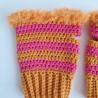 Thumbnail for Gehaakte handschoenen - gehaakte vingerloze handschoenen | Oranje en roze