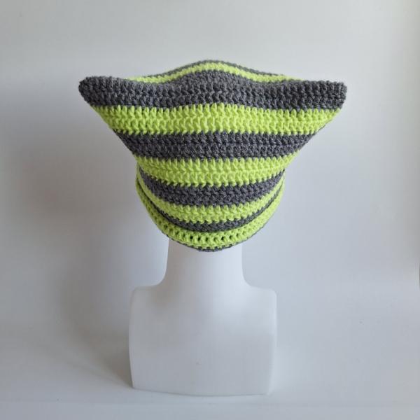 Gehaakte muts | Limoengroen en grijs