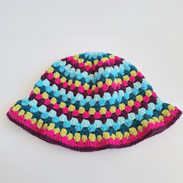 Gehaakte bucket hat | Mintgroen, turquoise, petrol, limegroen, knalroze en aubergine paars