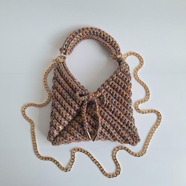 Gehaakte crossbody tas | Glitter bruin