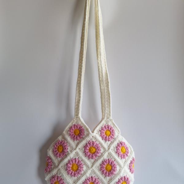 Gehaakte tas | Wit madeliefjes