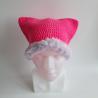 Thumbnail for Gehaakte muts met imitatiebont | Neon roze en lila