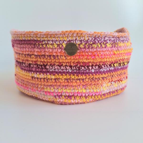 Gehaakte opbergmand | Roze gemêleerd