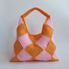 Thumbnail for Gehaakte checker handtas 'Lichtroze & oranje'