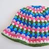 Thumbnail for Gehaakte bucket hat | Turquoise, kobaltblauw, lila, knalroze, crème en donkergroen