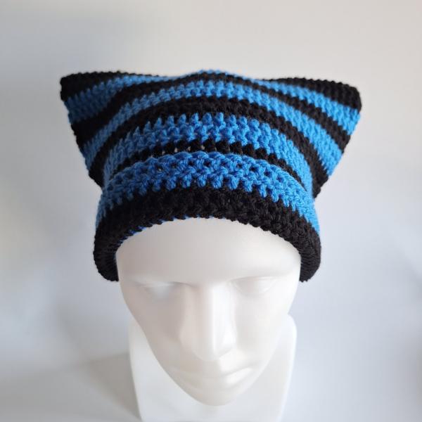 Gehaakte muts | Zwart en blauw