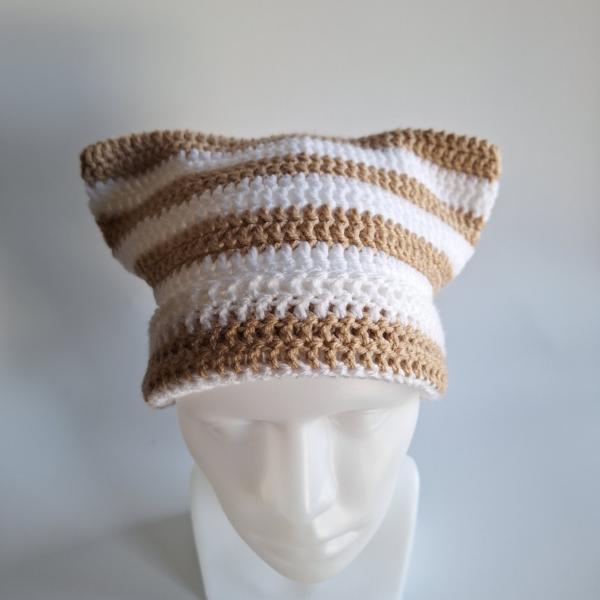 Gehaakte muts | Wit en beige