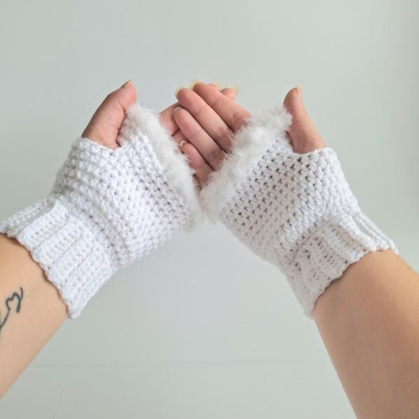 Gehaakte handschoenen - gehaakte vingerloze handschoenen | Wit