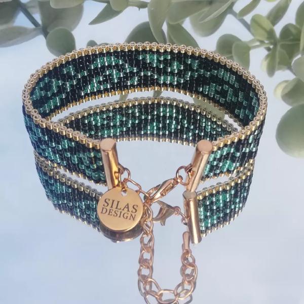 Geweven kralen armband | Blauwe bladeren