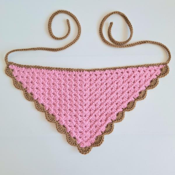 Gehaakte bandana | Lichtroze en lichtbruin