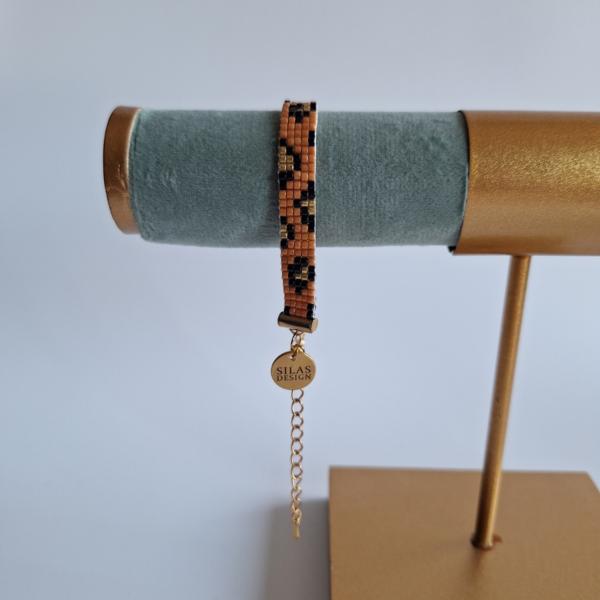 Geweven kralen armband | Karamel luipaard