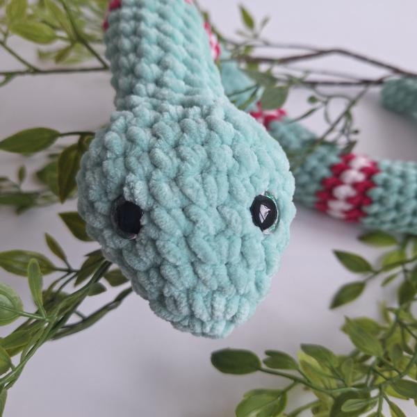 Gehaakte knuffel slang | Mintgroen, knalroze en lichtroze