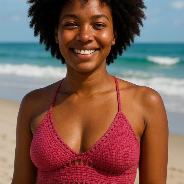 Gehaakt topje 'boho top hot pink'