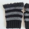 Thumbnail for Gehaakte handschoenen - gehaakte vingerloze handschoenen | Zwart en donkergrijs
