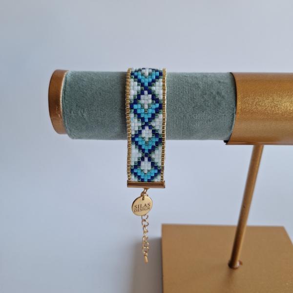 Geweven kralen armband | Blauwe zandloper