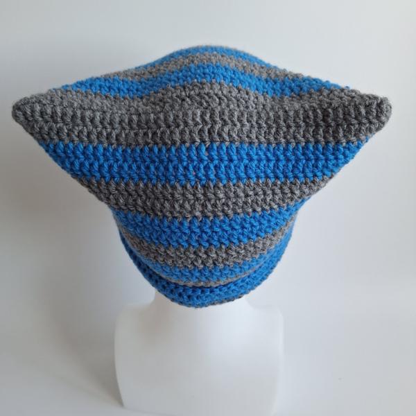 Gehaakte muts | Blauw en donkergrijs