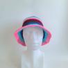 Thumbnail for Gehaakte bucket hat | Donkerblauw, turquoise, roze en rood