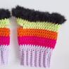 Thumbnail for Gehaakte handschoenen - gehaakte vingerloze handschoenen | Lila, knalroze, oranje, limoengroen en zwart