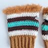 Thumbnail for Gehaakte handschoenen - gehaakte vingerloze handschoenen | karamelbruin, crème, turquoise en donkerbruin
