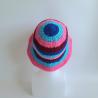 Thumbnail for Gehaakte bucket hat | Donkerblauw, turquoise, roze en rood