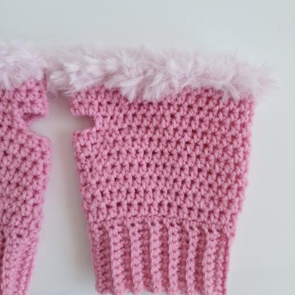 Gehaakte handschoenen - gehaakte vingerloze handschoenen | Roze en lichtroze