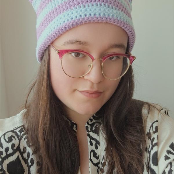 Gehaakte muts | Lila en lichtblauw