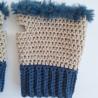 Thumbnail for Gehaakte handschoenen - gehaakte vingerloze handschoenen | Beige en denimblauw