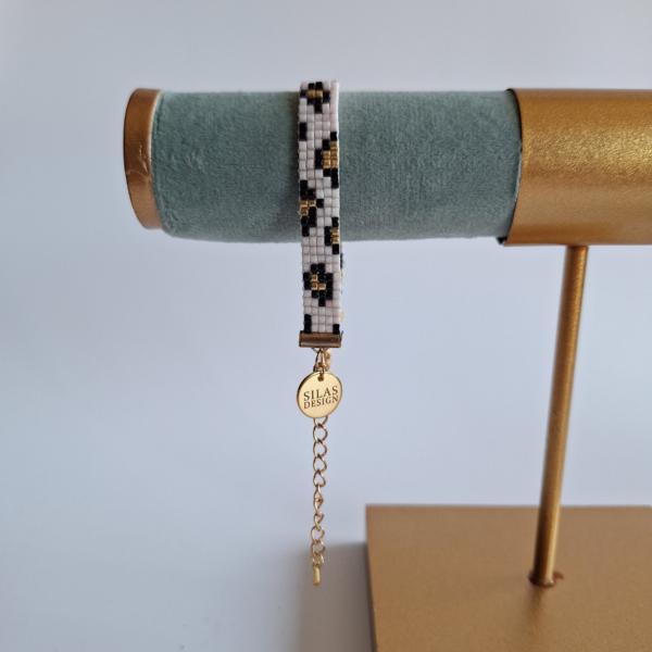 Geweven kralen armband | Lichtroze luipaard