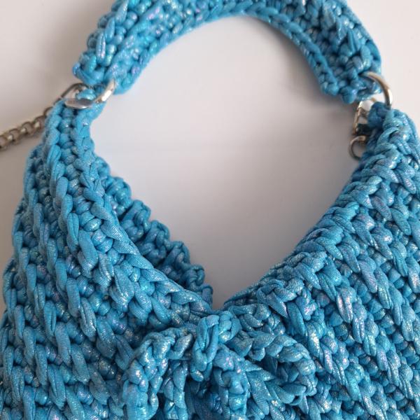 Gehaakte crossbody tas | Glitter blauw