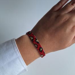 Geweven kralen armband | Rood luipaard