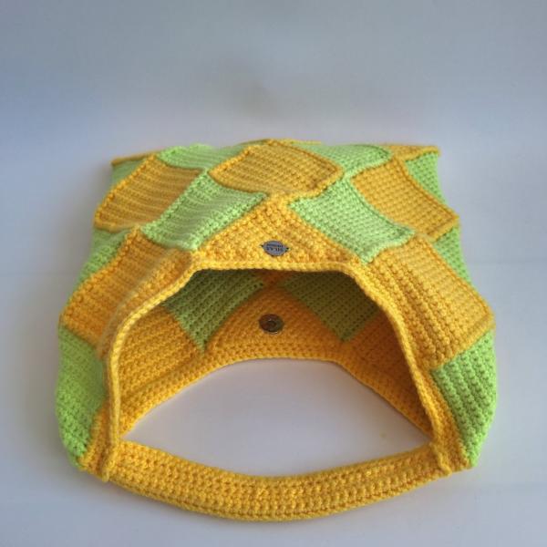 Gehaakte checker handtas 'Geel en groen'