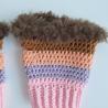 Thumbnail for Gehaakte handschoenen - gehaakte vingerloze handschoenen | Lichtroze, lila, perzik, karamelbruin en donkerbruin