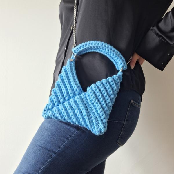Gehaakte crossbody tas 'Tiffany blauw'