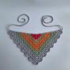 Thumbnail for Gehaakte bandana 'Lichtgrijs, oranje en knalroze'