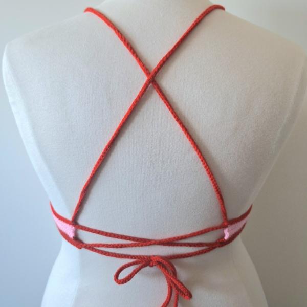 Gehaakt topje | Lichtroze en rood