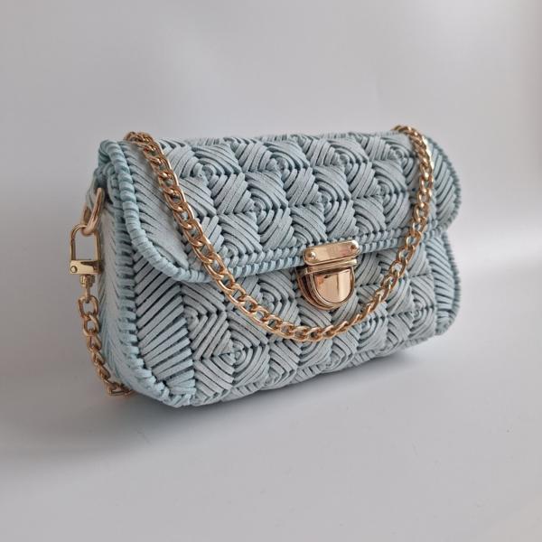 Geweven crossbody tas | Mintgroen en goud