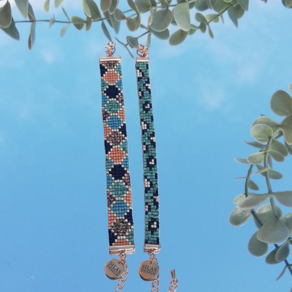 Geweven kralen armband | Turquoise luipaard