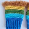 Thumbnail for Gehaakte handschoenen - gehaakte vingerloze handschoenen | Blauw, turquoise, groen, geel en bruin