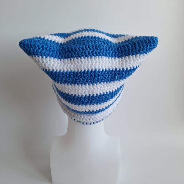 Gehaakte muts | Blauw en wit