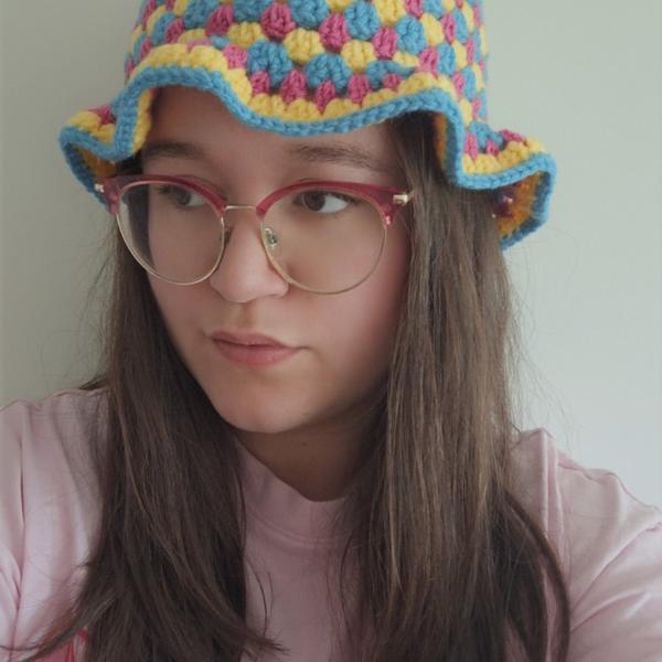 Gehaakte bucket hat | Pride panseksuele vlag